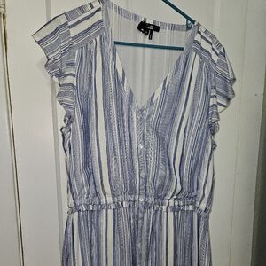 NEW Paige Saralynn Button Short Sleeve Mini Dress in Ivory and Ultramari…